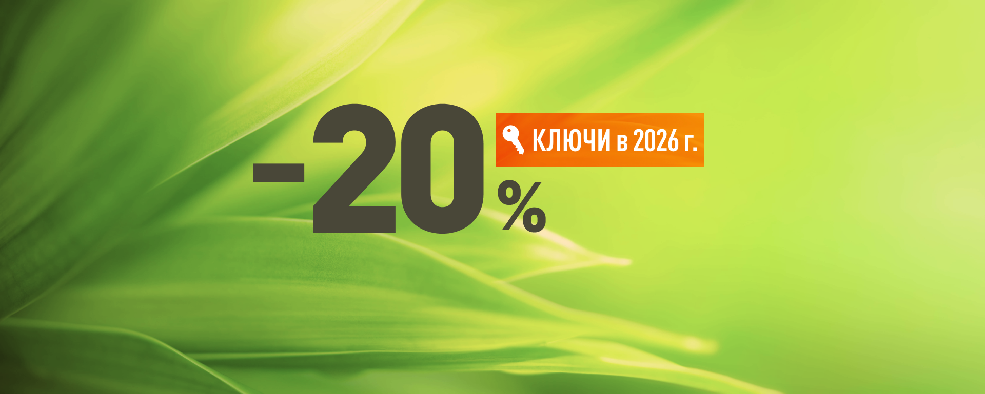 <strong>Скидка 20%<br>на квартиры с ключами в 2026 г.</strong>