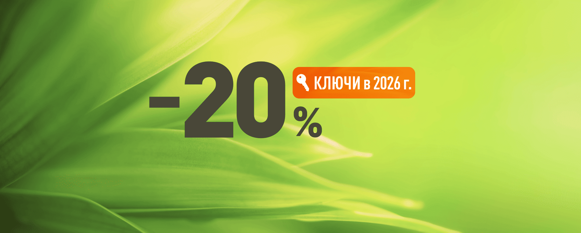 <strong>Скидка 20%<br>на квартиры с ключами в 2026 г.</strong>